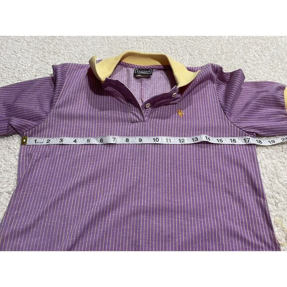 VTG Timely Trends Polo Shirt Dress Midi 70s Collared Womens Sz 9 Purple Striped - Picture 2 of 8
